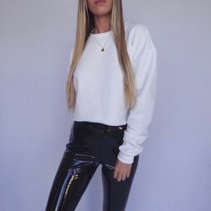 Topshop Crop Overdyed Raw Edge Sweatshirt